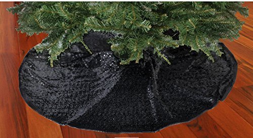 Product Cover Black Tree Skirt-Sequin Tree SkirtÃƒÂ¯Ã'ÂŒÃ'ÂŒ48 Christmas Tree Skirt Unique Sparkly Glittery Holiday Embroidery Sequin Sale-(Black) by ShinyBeauty