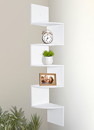 Product Cover Greenco 5 Tier Wall Mount Corner Shelves White Finish
