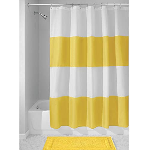 Product Cover mDesign Bold Stripe Waterproof, Heavy Duty Flat Weave Fabric Shower Curtain - for Bathroom Showers and Bathtubs - 72