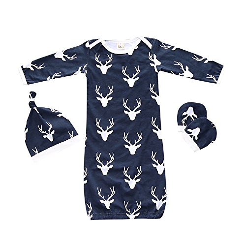 Product Cover KIDS TALES Baby Sleepwear 3pcs Wearable Blanket Reindeer Sleeper Gown Mittens Hat Navy