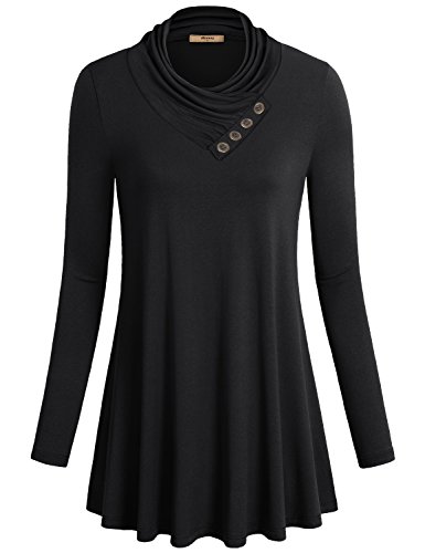 Product Cover Miusey Women's Long Sleeve Cowl Neck Form Fitting Casual Tunic Top Blouse