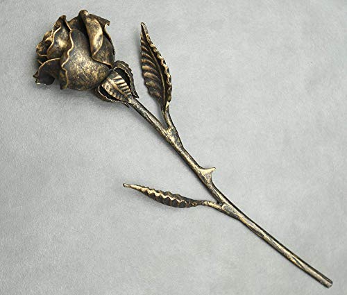 Product Cover Hand forged metal rose (bronze stained) - Unique Anniversary Gift for Her