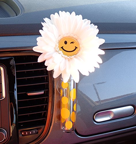 Product Cover Bling My Bug VW Beetle Flower - Happy Face Daisy with Universal Vase