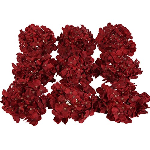 Product Cover Luyue Silk Hydrangea Heads Artificial Decoration Flowers Garden Floral Decor,Pack of 10 (Wine Red)