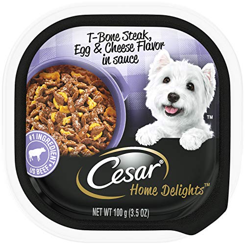 Product Cover Cesar Home Delights T-Bone Steak Flavor With Egg And Cheese Wet Dog Food Trays 3.5 Ounces (Pack Of 24)