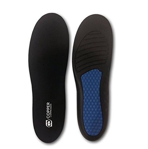 Product Cover Copper Compression Plantar Fasciitis Feet Insoles. Anti-Fatigue Foot Pain Insole. Guaranteed Highest Copper Content Shoes Insert. Orthotic Shoe Inserts with Arch Support. Sole Inserts for Men + Women