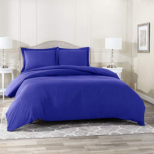 Product Cover Queen , Royal Blue : Nestl Bedding Duvet Cover, Protects and Covers your Comforter / Duvet Insert, Luxury 100% Super Soft Microfiber, Queen Size, Color Royal Blue, 3 Piece Duvet Cover Set Includes 2 Pillow Shams
