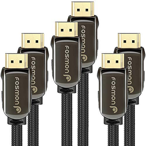 Product Cover HDMI Cable 10FT/3M (3 Pack), Fosmon CL3 Rated (in-Wall Installation) 4K Latest Standard 2.0 UL Listed Supports 2160p 3D 18Gbps ARC HDR UHD 1080p, Nylon Braided with 24K Gold Plated Connectors