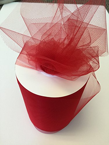 Product Cover Tulle Fabric Spool/Roll 6 inch x 100 yards (300 feet), 34 Colors Available, On Sale Now! (red)
