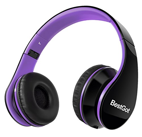 Product Cover Headphones for Kids Adults with Microphone Volume Control with Cloth Bag and Removable Audio Cable Black&Purple
