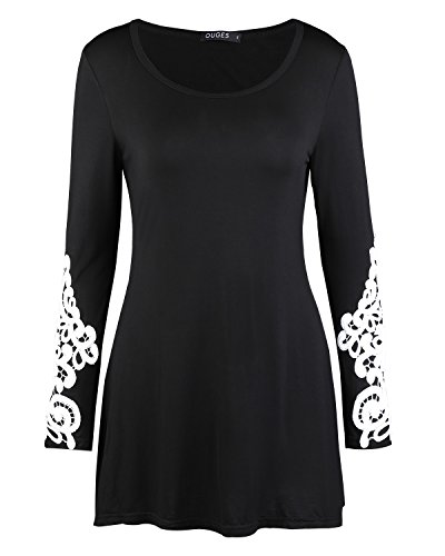 Product Cover OUGES Women's Long Sleeve Lace Casual Loose Tunic Tops