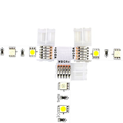 Product Cover SUPERNIGHT 10 Pieces Pack T Shape RGBW LED Strip Light 5 Pin Connector for 10 mm Wide 5050 and 3528 LED Indoor String Lights Extending Connection