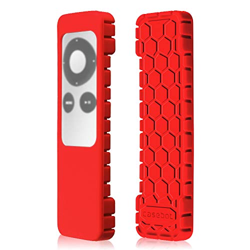 Product Cover Fintie Protective Case for Apple TV 2 3 Remote Controller - Casebot [Honey Comb Series] Light Weight [Anti Slip] Shock Proof Silicone Sleeve Cover, Red