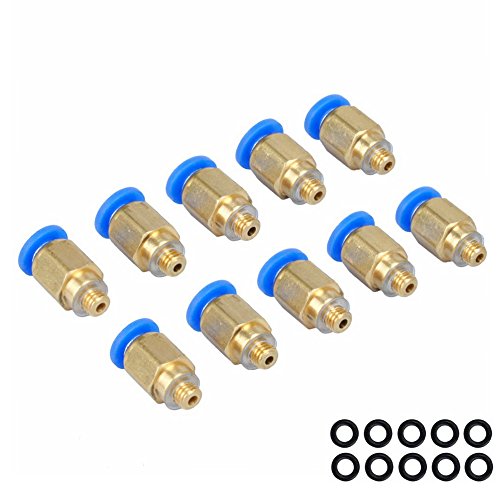 Product Cover MUYI 10 Pcs 5mm Male Thread 0.16 Push to Connect PC4-M5 for PTFE Tube 3D Printer Connector