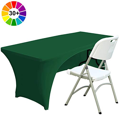 Product Cover ABCCANOPY 30+ Colors Spandex Table Cover 6 ft. Fitted Polyester Tablecloth Stretch Spandex Tablecover-Table Toppers(Open Back Forest Green)