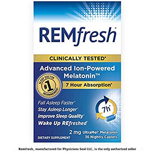 Product Cover REMfresh 2mg Advanced Melatonin Sleep Aid Supplement (36 Caplets) | Drug-Free, Sleep Aid to Support Restful, Natural Sleep | #1 Doctor Recommended | Pharmaceutical-Grade, Ultrapure Melatonin