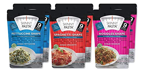 Product Cover Skinny Pasta 9.52 oz - The Only Odor Free 100% Konjac Noodle (Shirataki Noodles) - Pasta Weight loss - Low Calorie Food - Healthy Diet Pasta - Variety Pack - 6-Pack