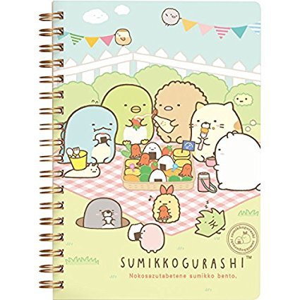 Product Cover San-X Sumikko Gurashi, things in the corner, ring type B6 size, notebook ,Cat sit in the sun Green