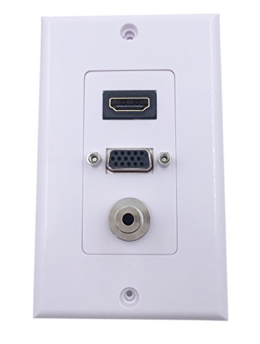 Product Cover LEMENG HDMI VGA 3.5mm Audio Stereo Pass Through Component Composite Wall Face Plate Panel (White)