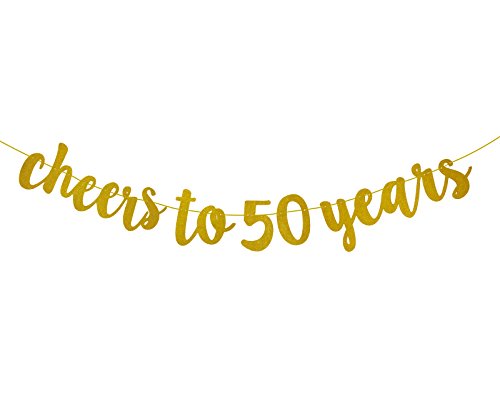 Product Cover Fecedy Glittery Gold Cheers to 50 years Banner for 50th Birthday Decorations