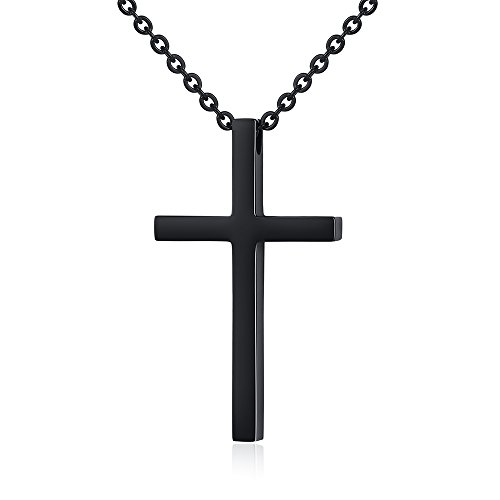 Product Cover Reve Simple Stainless Steel Cross Pendant Chain Necklace for Men Women, 20-22 Inches Link Chain