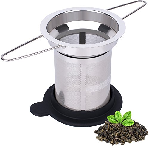Product Cover House Again Extra Fine Mesh Tea Infuser - Fits Standard Cups Mugs Teapots - Perfect Stainless Steel Filter for Brewing Steeping Loose Tea, Travel Ready (Extra Fine Mesh)