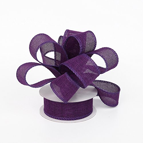 Product Cover Burlap Ribbon Perfect for Wedding Home Decoration Gift Wrap Bows Made Handmade Art Crafts 1-1/2 Inch X 10 Yard Spool (Dark Purple)