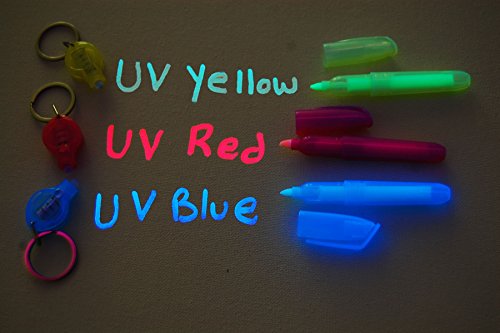 Product Cover DirectGlow Set of 3 Invisible UV Blacklight Ink Marker Blue Red Yellow with UV Lights