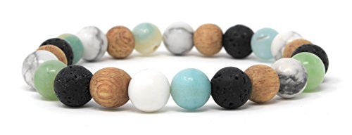 Product Cover Mana Vibes Multi Colored Essential Oil Bracelet, Lava Rock Natural Rosewood White Howlite Amazonite 8mm
