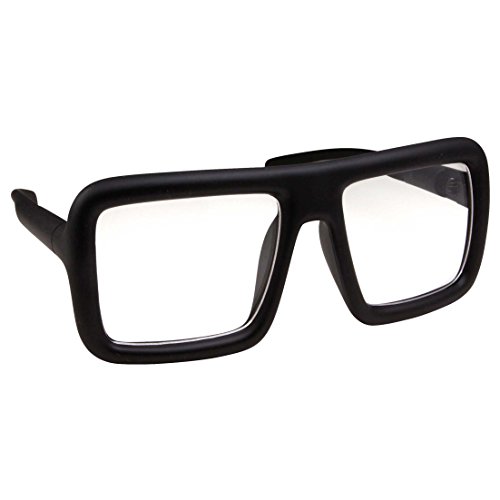 Product Cover Thick Square Frame Clear Lens Glasses Eyeglasses Super Oversized Fashion and Costume - Matte Black