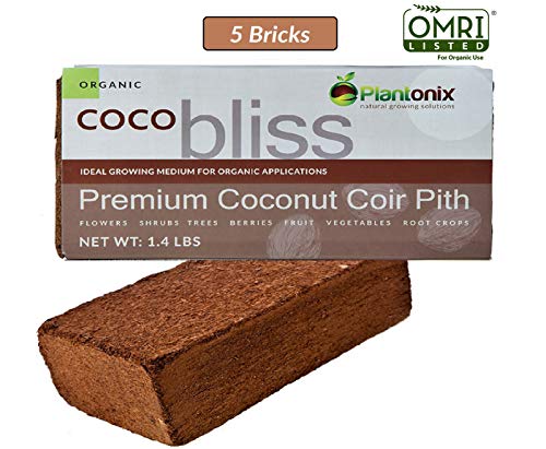Product Cover Plantonix Coco Coir Brick, OMRI listed for Organic Use (5 Bricks) 1.4 LBS