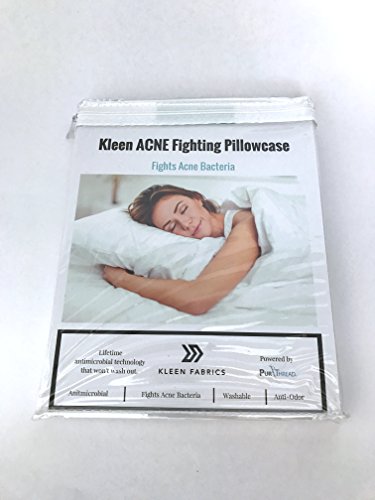 Product Cover Kleen Fabrics Acne Fighting Antimicrobial Pillowcase with PurThread Silver Technology, White, 1 Standard Pillowcase