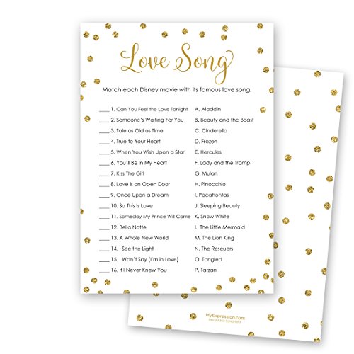 Product Cover 24 Cnt Love Song Match Bridal Game Cards (Faux Gold Glitter on White)