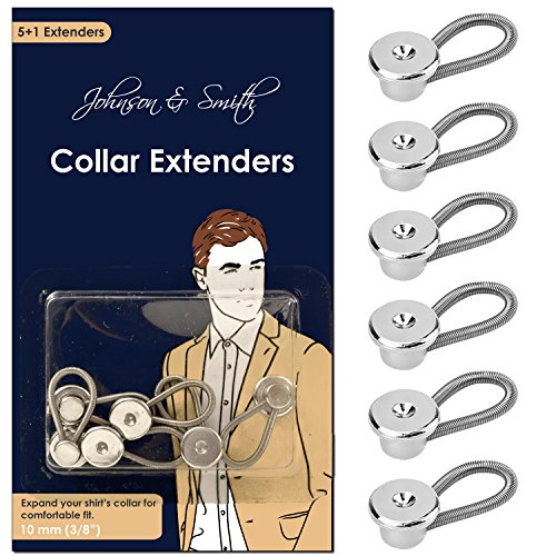 Product Cover Johnson & Smith Collar Extenders / Neck Extender / Wonder Button for 1/2 Size Expansion of Men Dress Shirts, 5 +1 Pack, 3/8