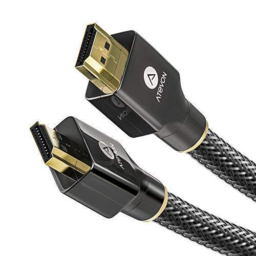 Product Cover 4K HDMI Cable 10 FT - Atevon High Speed 18Gbps HDMI 2.0 Cable - HDCP 2.2-4K HDR, 3D, UHD 2160P, 1080P, Ethernet - 28AWG Braided HDMI Cord - Audio Return Compatible TV, Roku, PC, Xbox, PS4, Fire TV