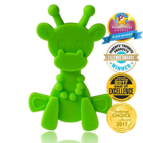 Product Cover Baby Teething Toy Extraordinaire - Little Bambam Giraffe Teether Toys by Bambeado. Our BPA Free Teethers Help take The Stress Out of Teething, from Newborn Baby Through to Infant - Lime