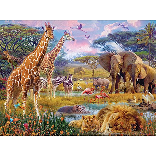 Product Cover Bits and Pieces - 300 Large Piece Jigsaw Puzzle for Adults - Savannah Animals - 300 pc Jungle Scene Jigsaw by Artist Jan Patrik