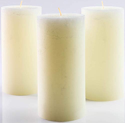 Product Cover Set of 3 Ivory Unscented Pillar Candles 3 x 6 inch for Weddings Restaurant Home Decoration Spa Church Smokeless
