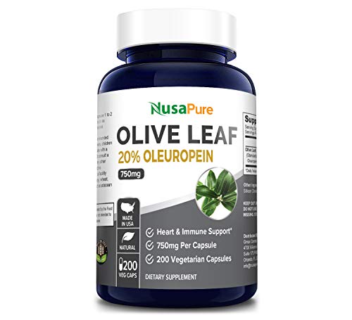 Product Cover Olive Leaf Extract 20% 200 Caps (Non-GMO & Gluten Free) 750 mg - Oleuropein - Vegetarian - Super Strength - Immune Support, Cardiovascular Health & Antioxidant Supplement - No Oil