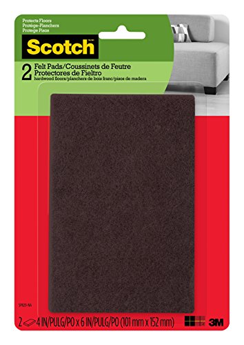 Product Cover Scotch Felt Pads, Rectangle, Brown, 4 in. x 6 in., 2 Pads/Pack (SP820-NA)