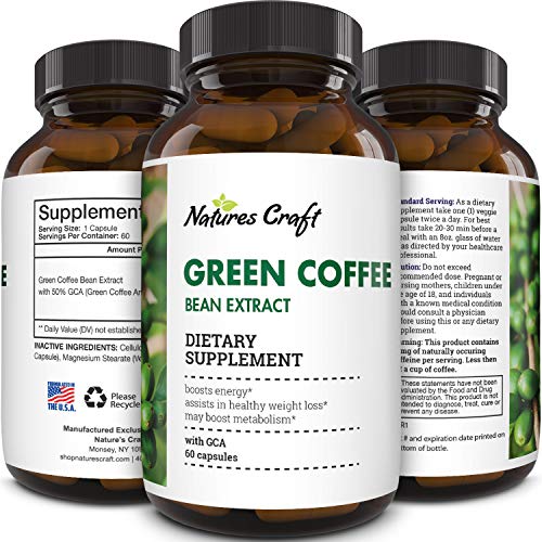 Product Cover Natural Raw Green Coffee Bean Extract - Extra Strength Pure Premium Antioxidant Beans - 800 mg Max Fat Burner Supplement Super Cleanse Pills for Weight Loss Benefits Reviews