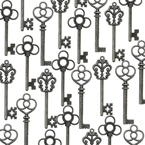 Product Cover Aokbean Mixed Set of 30 Large Skeleton Keys in Antique Pewter - Set of 30 Keys