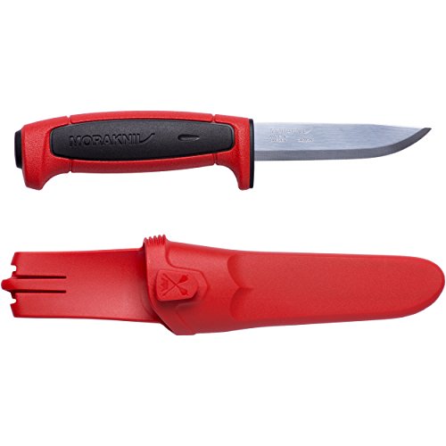 Product Cover Morakniv Craftline Basic 511 High Carbon Steel Fixed Blade Utility Knife and Combi-Sheath, 3.6-Inch Blade, Red and Black