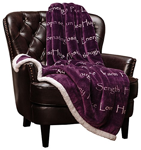 Product Cover Chanasya Warm Hugs Positive Energy Healing Thoughts Caring Gift Throw Blanket - Sherpa Microfiber Comfort Gift Throw - Get Well Soon Gift for Women Men Cancer Patient - Aubergine Blanket