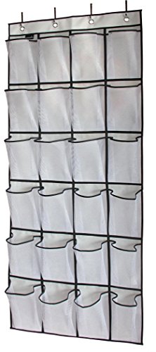 Product Cover MISSLO Over The Door Shoe Organizer 24 Large Mesh Pockets, White