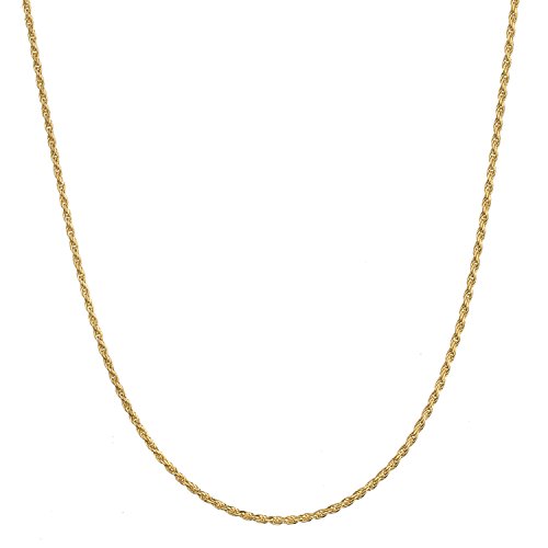 Product Cover Bling For Your Buck 18K Gold Flashed Sterling Silver 1.6mm Italian Rope Chain Necklace 16