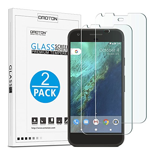 Product Cover Google Pixel Screen Protector, OMOTON [2 Pack] Tempered Glass Screen Protector [Scratch Proof] [2.5D Rounded Edge] [Anti-Bubble] [High Definition] for Google Pixel [5.0 Inch] (2016 Released)