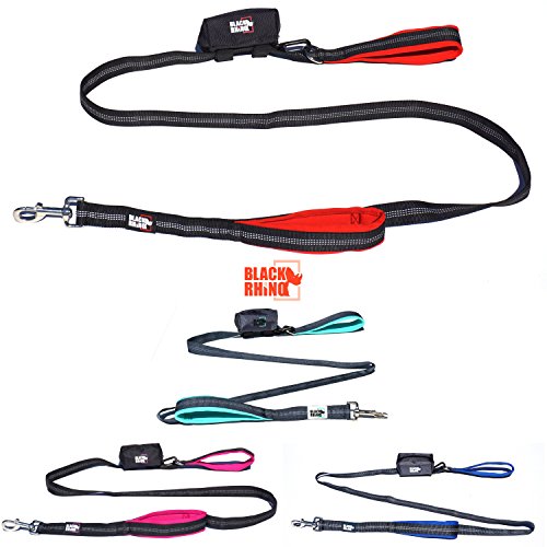 Product Cover Black Rhino The Comfort Grip - Heavy Duty Double Handle Leash for Medium - Large Dogs 6' Long Dual Handle Lead for Dog Training Walking & Running Neoprene Padded Handles - Poop Bag Pouch Included