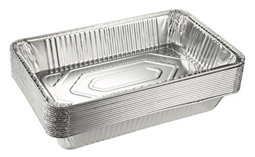 Product Cover Aluminum Foil Pans - 15-Piece Full-Size Deep Disposable Steam Table Pans for Baking, Roasting, Broiling, Cooking, 20.5 x 3.3 x 13 Inches