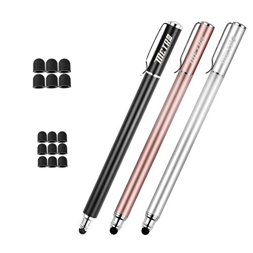 Product Cover Capacitive Stylus Pens, Rubber Tips 2-in-1 Series, High Sensitivity & Precision styli Pens for Touch Screens Devices (Black/Silver/Rose Gold)